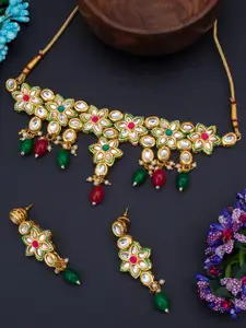 Sukkhi Gold-Plated Kundan-Studded Necklace & Earrings