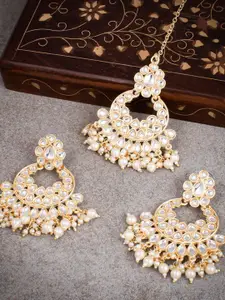 Sukkhi Gold-Plated Kundan Studded Necklace & Earrings