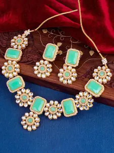 Sukkhi Gold-Plated Kundan Necklace & Earrings