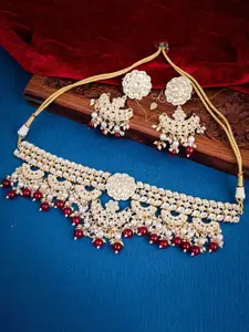 Sukkhi Gold-Plated Kundan-Studded Necklace And Earrings Jewellery Set
