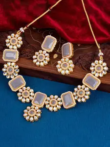 Sukkhi Gold-Plated Kundan-studded Necklace And Earrings Jewellery Set