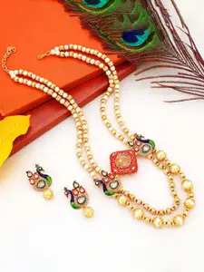 Sukkhi Gold-Plated Kundan-Studded Necklace And Earrings Jewellery Set