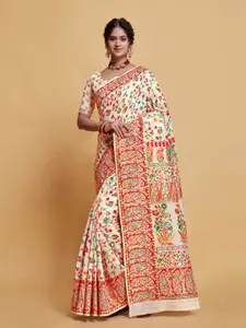 Pisara Floral Printed Silk Cotton Banarasi Saree