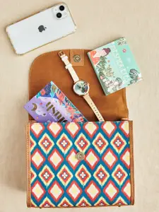 TEAL BY CHUMBAK Geometric Ikat Printed Satchel