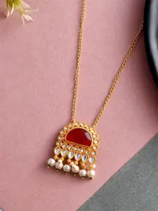 Silvermerc Designs Gold-Plated Kundan Temple Necklace