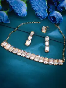 Sukkhi Gold-Plated Stone-Studded & Beaded Necklace & Earrings Set