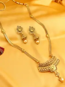 Sukkhi Gold-Plated Long Necklace & Earrings Set