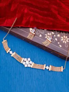 Sukkhi Rose Gold-Plated Stone-Studded Necklace & Earrings Set
