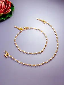 aadita Set Of 2 Gold-Plated Anklets