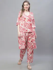 TAG 7 Floral Printed Top With Palazzos & Jacket