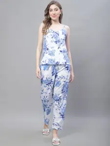 TAG 7 Women Floral Printed Pure Cotton Top With Trousers & Shrug