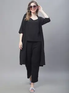 TAG 7 Women Pure Cotton Top With Trousers & Shrug Co-Ords