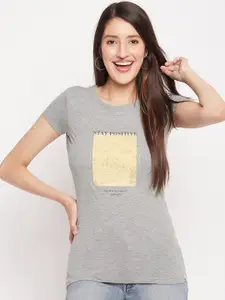 Duke Grey Round Neck Graphic Printed Cotton T-shirt