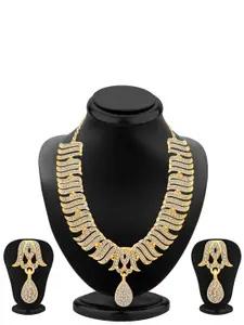 Sukkhi Gold-Plated AD Stone-Studded Necklace & Earrings