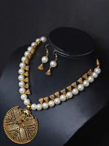 Sukkhi Gold-Plated Beaded Necklace and Earrings