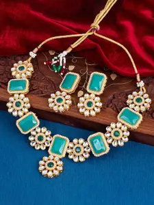 Sukkhi Gold-Plated Kundan Studded Necklace and Earrings