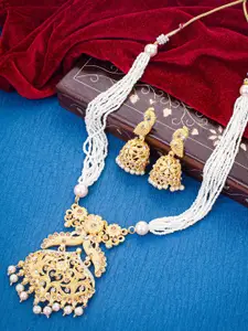 Sukkhi Gold-Plated Stone Studded & Beaded Necklace & Earrings