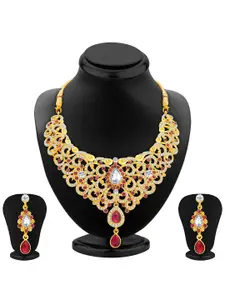 Sukkhi Gold-Plated AD Studded Necklace & Earrings