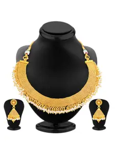 Sukkhi Gold-Plated Beaded Necklace and Earrings