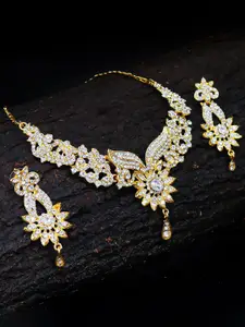 Sukkhi Set Of 2 Gold-Plated Stone-Studded Necklace and Earrings Jewellery Set