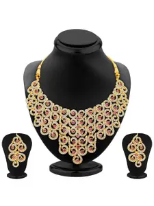 Sukkhi Gold-Plated AD Studded Necklace and Earrings