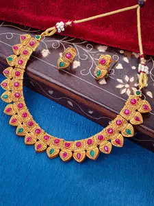 Sukkhi Gold-Plated Stone Studded Necklace & Earrings