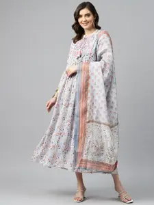 Readiprint Fashions Paisley Print Fit & Flare Midi Ethnic Style Dress with Dupatta