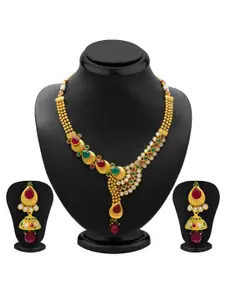 Sukkhi Gold Plated Stone-Studded Necklace & Earrings