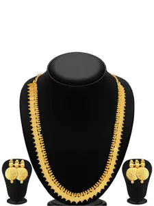 Sukkhi Gold-Plated Necklace and Earrings Temple Jewellery Set