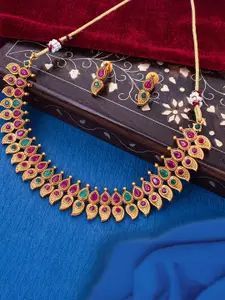 Sukkhi Gold-Plated Stone Studded Necklace & Earrings Set