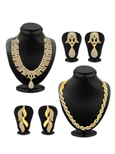 Sukkhi Set Of 2 Gold-Plated AD Studded Necklace and Earrings