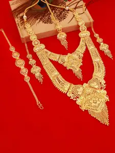 MANSIYAORANGE MANSIYAORANGE Gold-Plated Jewellery Set With Head Bracelet