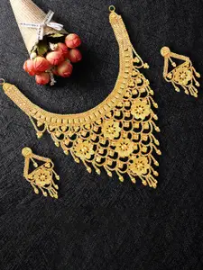 MANSIYAORANGE Gold-Plated Layered Necklace & Earrings