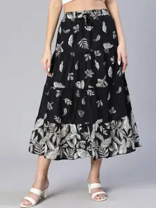 Oxolloxo Printed A Line Flared Maxi Skirt