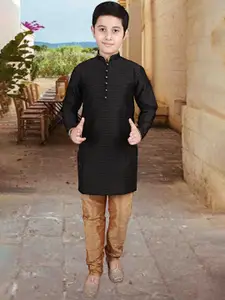 Pro-Ethic STYLE DEVELOPER Boys Woven Design Mandarin Collar Kurta With Churidar