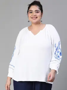 Oxolloxo Plus Size Embroidered Regular Top