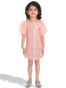 Peppermint Girls Flutter Sleeve Satin A-Line Dress