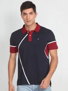 Arrow Sport Colourblocked Polo Collar Short Sleeves Casual T-shirt