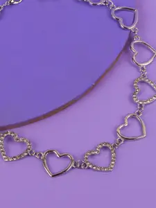 Jewelz Silver-Plated Heart Shaped Necklace