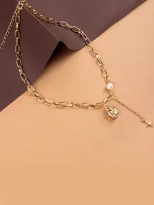 Jewelz Gold-Plated Stone Studded Necklace