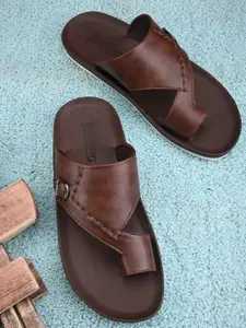 Roadster Men Tan One Toe Comfort Sandals