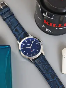 Killer Men Brass Dial & Leather Bracelet Style Straps Analogue Watch KLMO43B