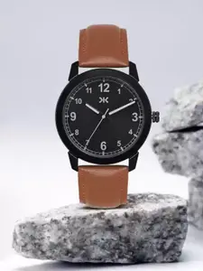 Killer Men Brass Dial & Leather Straps Analogue Watch KLMO28B