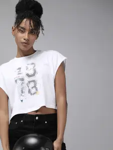 Roadster Women Graphic Printed Boxy Crop T-shirt