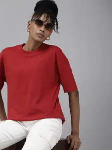 Roadster Women Drop-Shoulder Sleeves Boxy T-shirt