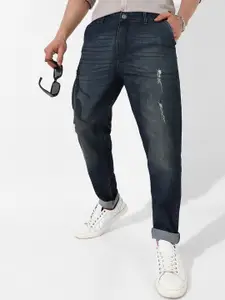 Campus Sutra Men Blue Smart Slim Fit Mildly Distressed Light Fade Stretchable Jeans