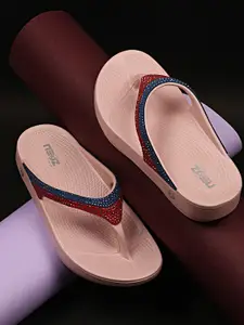 NEOZ Women Roza Embellished Open Toe LEVIREX Thong Flip-Flops