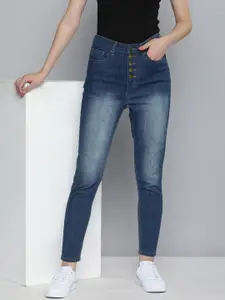 Mast & Harbour Women Slim Fit High-Rise Light Fade Stretchable Jeans