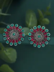 Sukkhi Silver-Plated Oxidised Contemporary Stud Earrings