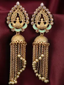 Sukkhi Gold Plated Peacock Shaped Jhumkas